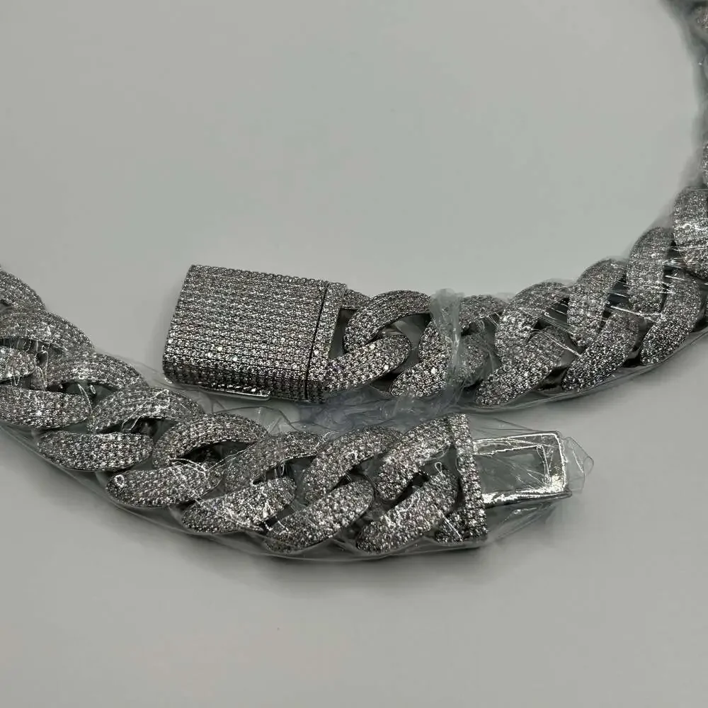 Silver Iced Cuban Link Chain Bracelet - Men Accessories Jewelry